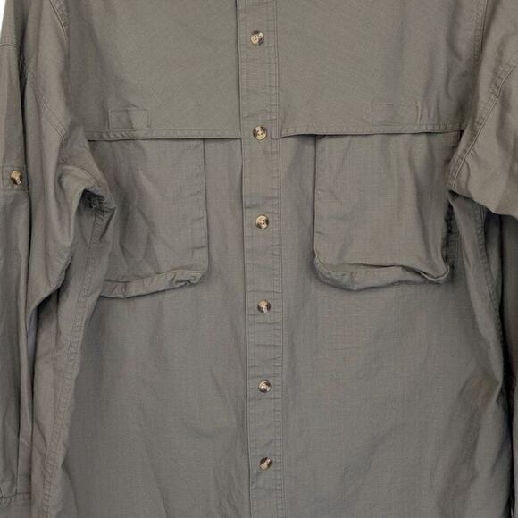 Cabelas Outdoor Gear Large Shirt Mens Green Button Up Long Sleeve Fishing Hiking - Picture 6 of 6